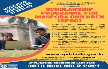 Announcement of SPDC (Scholarship Programme for Diaspora Children) for Academic Year 2021-22